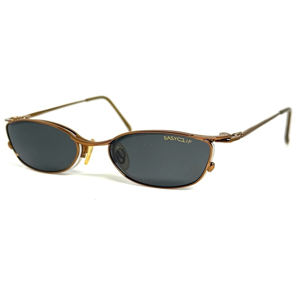 EasyClip Copper Oval Semi Rimless Frames with Magnetic Clip On Sunglasses